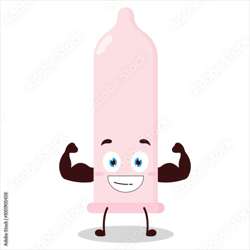 cute masculine healthy athlete expression of condom character
