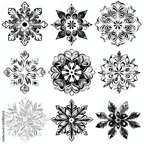 Intricate Snowflake Die Cut Vinyl Design Vector Graphic