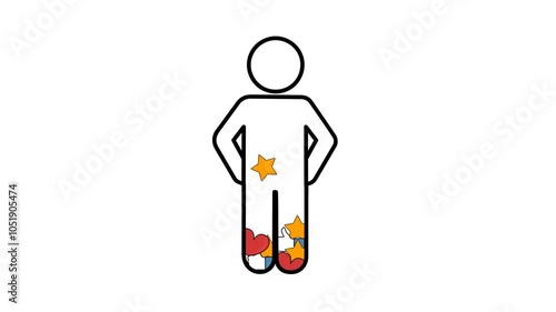 social life. dependence on social approval. likes, stars, hearts. 4K video illustration.