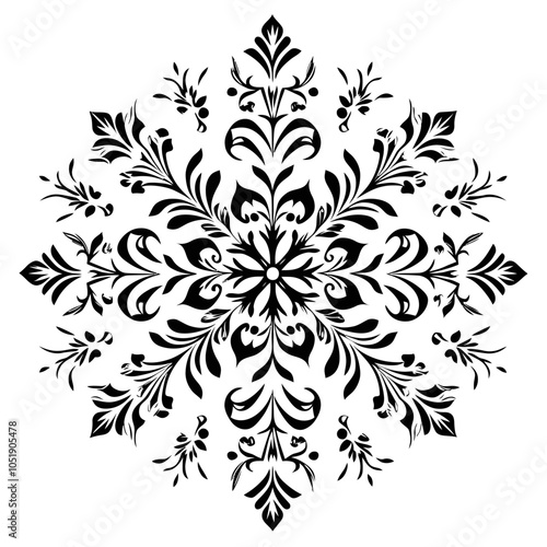 Intricate Snowflake Die Cut Vinyl Design Vector Graphic