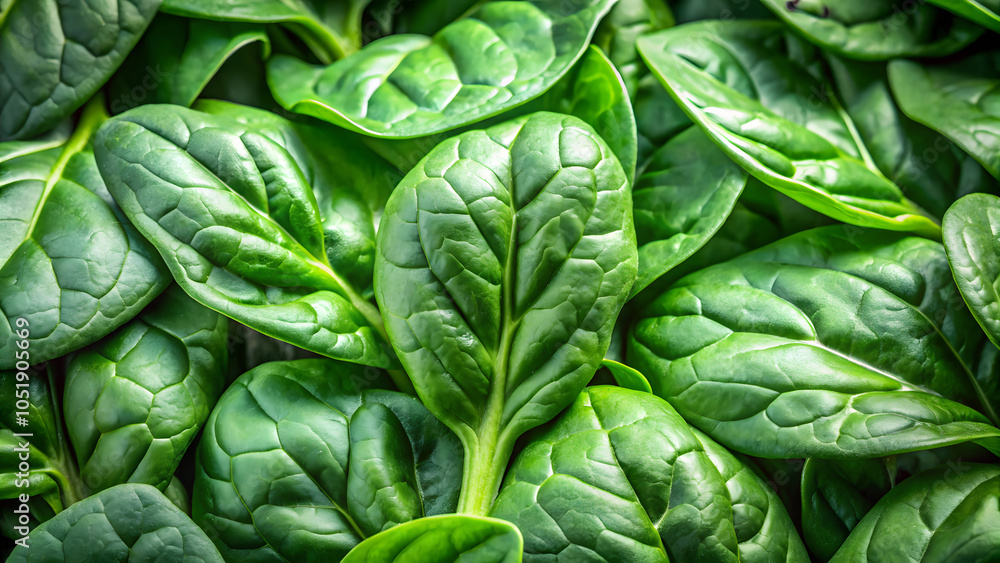 Obraz premium Macro photography of fresh spinach background