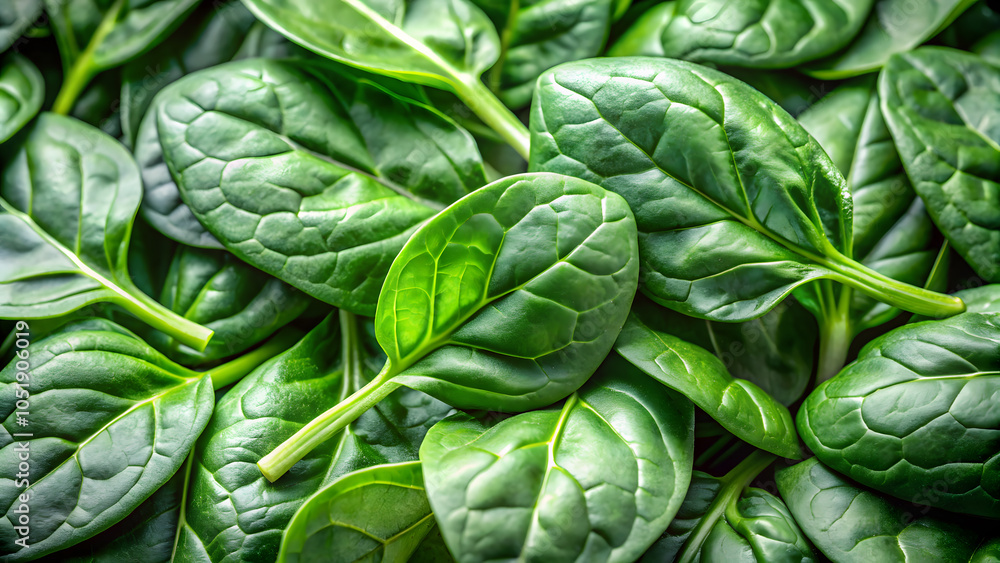Obraz premium Macro photography of fresh spinach background