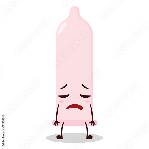 cute tired expression of condom character