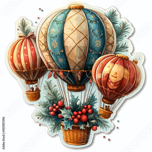 Whimsical Hot Air Balloons Die Cut Vinyl Vector Design