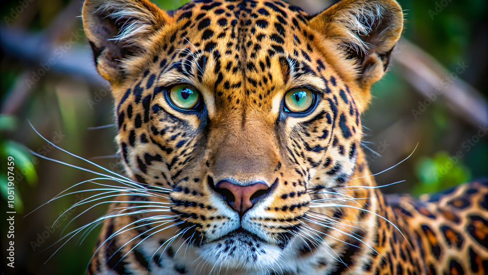 Fototapeta premium Close-up of a cheetah with spots on its face 
