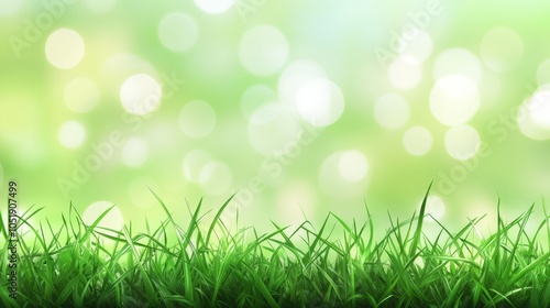 Green Grass Blades with Bokeh Background