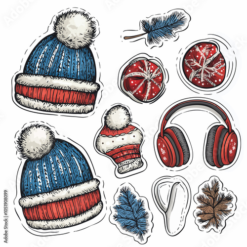 Winter Hats & Ear Muffs Die Cut Sticker Designs