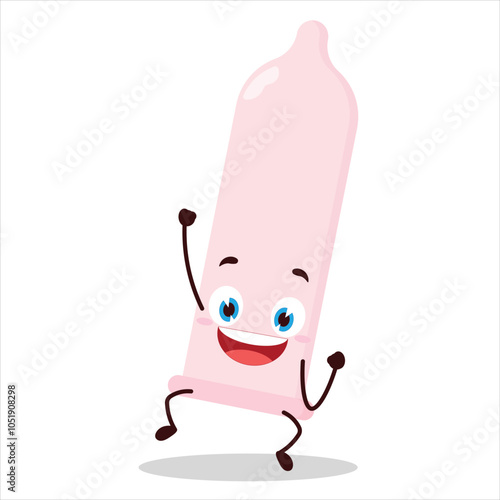 cute hurray victory expression of condom character