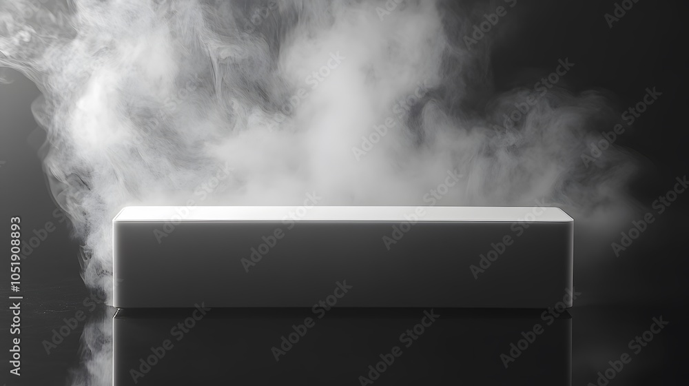 White speaker box with ethereal smoke trails, pure white background, minimalist product photography, dramatic side lighting, floating effect, mysterious atmosphere. White speaker box with ethereal smoke trails, pure white background, minimalist product photography, dramatic side lighting, floating effect, mysterious atmosphere.