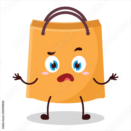 cute don't know expression of shopping bag character