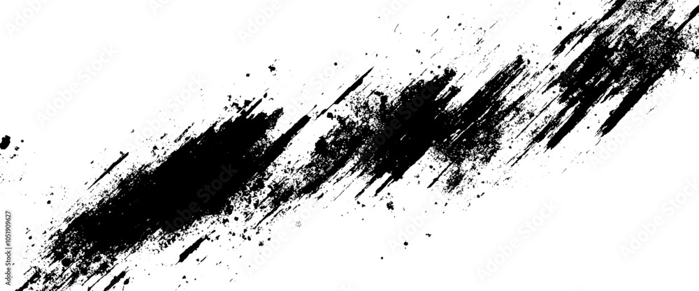 Vector abstract brushstroke with black Ink splashes design Vector abstract brushstroke with black Ink splashes design