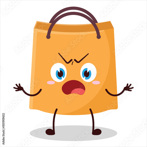 cute why expression of shopping bag character