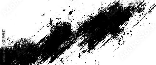 Vector abstract brushstroke with black Ink splashes design
