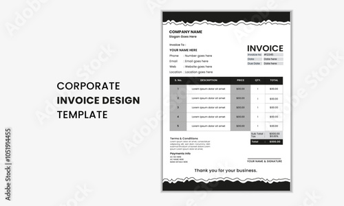 Corporate business invoice template design ,Minimal creative corporate business invoice template, invoice accounting ,bill ,receipt, price list ,Easy to edit and customize.
 photo