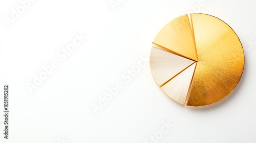 Golden pie chart segment with other asset symbols, visually showing gold s highdemand role in a welldiversified investment portfolio photo