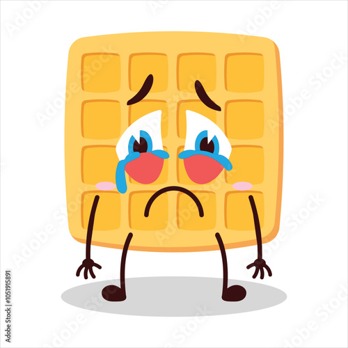 cute cry expression of waffle character