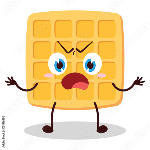 cute why expression of waffle character
