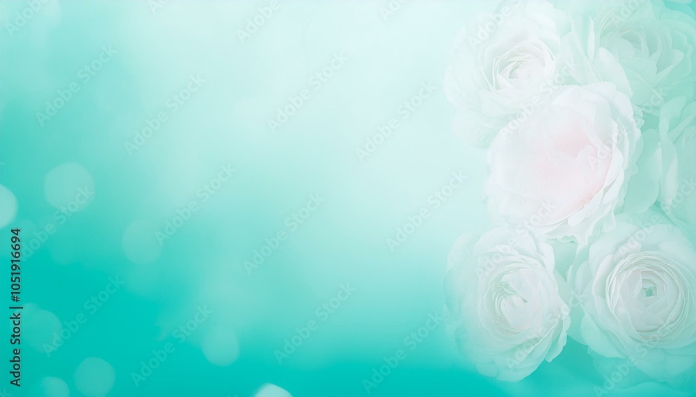 Pink rose petals on gradient mint white background Pink rose petals on gradient mint white background
