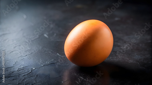 single egg in black background