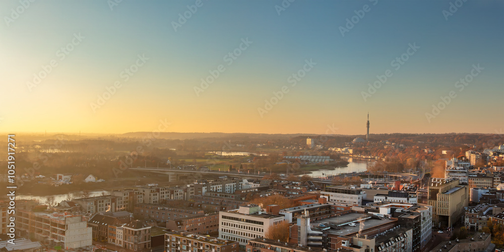 Obraz premium Aerial afternoon view of the city center of Arnhem, The Netherlands