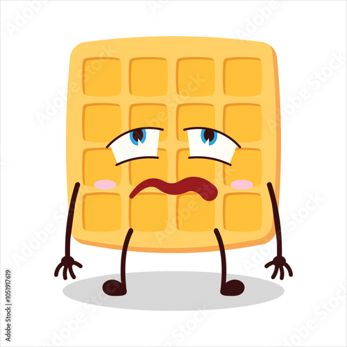 cute bored expression of waffle character