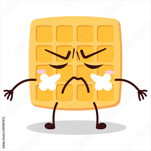 cute mad expression of waffle character