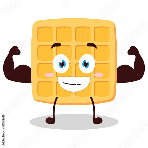 cute masculine healthy athlete expression of waffle character