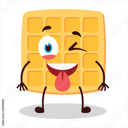 cute teased expression of waffle character
