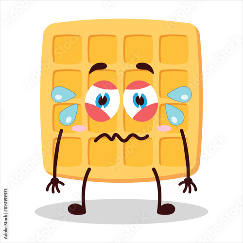 cute upset expression of waffle character