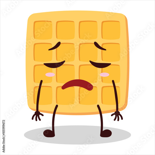 cute tired expression of waffle character