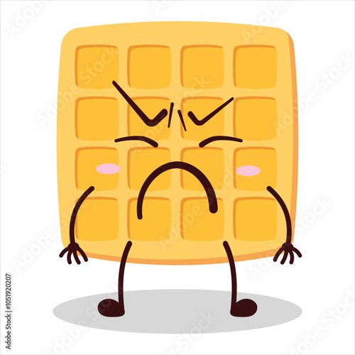 cute annoyed expression of waffle character