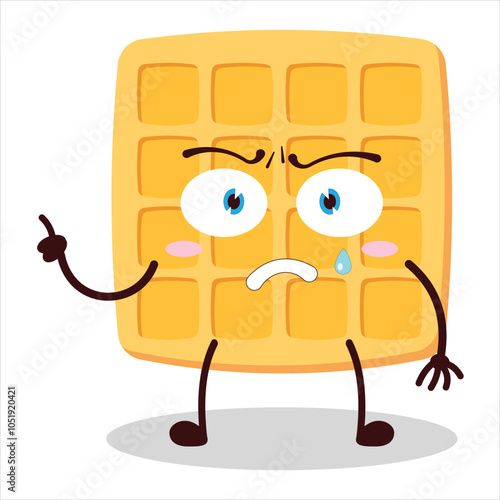 cute weird expression of waffle character