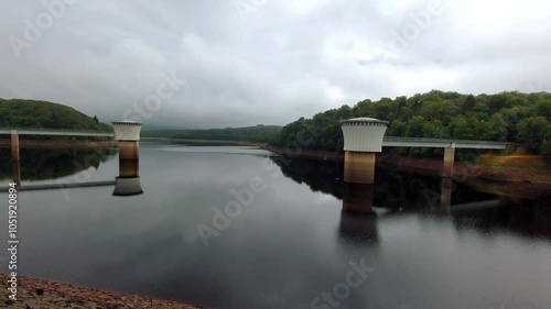 View on Gileppe lake in Jalhay, Liege province in Belgium photo