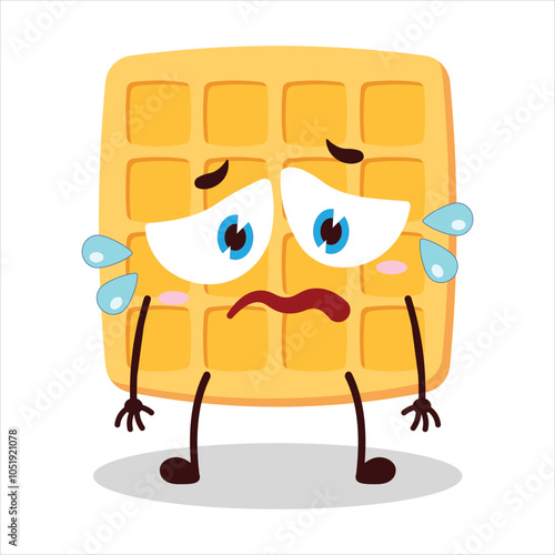 cute depressed expression of waffle character