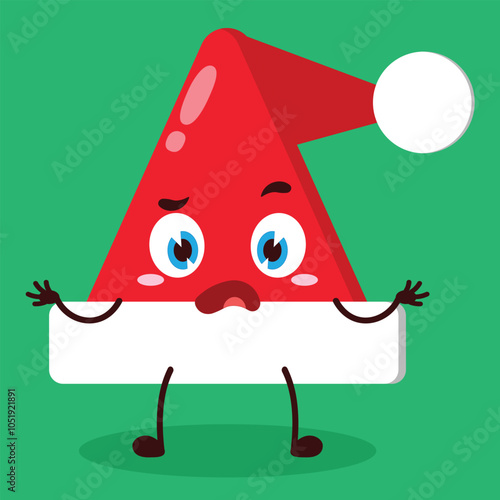 cute don't know expression of Santa Clause hat character
