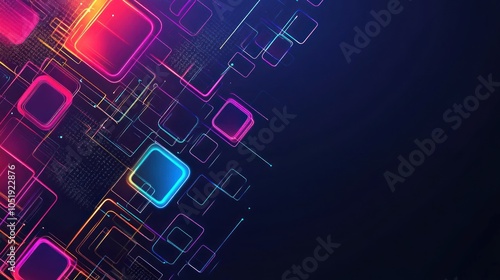 Wallpaper Mural Abstract digital design with glowing squares and lines on a dark background. Torontodigital.ca