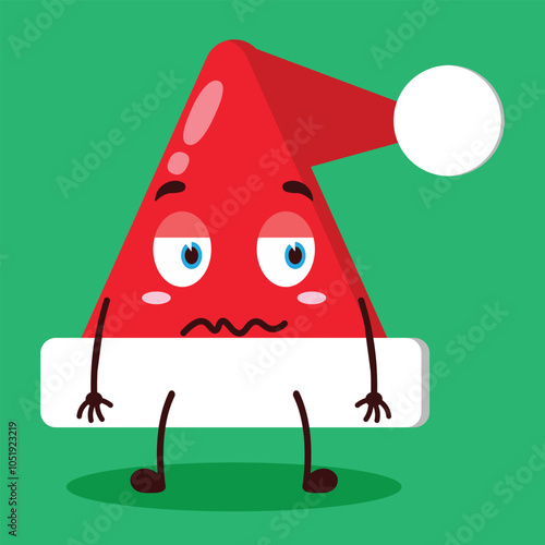 cute nope expression of Santa Clause hat character