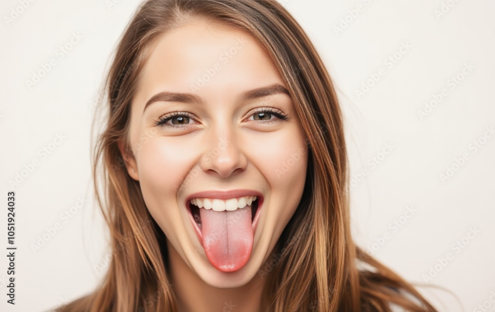 Joyful Young Woman Playfully Sticking Out Her Tongue Joyful Young Woman Playfully Sticking Out Her Tongue