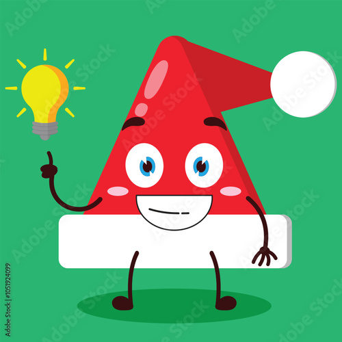 cute creative expression of Santa Clause hat with shiny lamp cartoon character