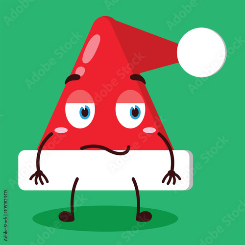 cute silent expression of Santa Clause hat character