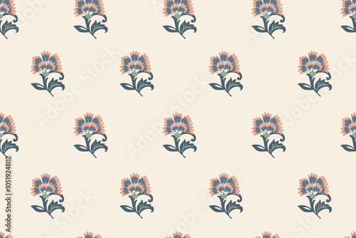 floral ethnic ikat seamless pattern traditional design for background, carpet, wallpaper, clothing, wrapping, fabric, vector illustration, embroidery style, Ajrakh, block print, batik print allovers