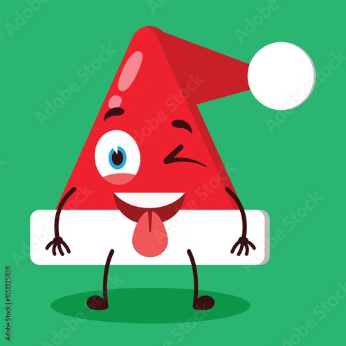 cute teased expression of Santa Clause hat character