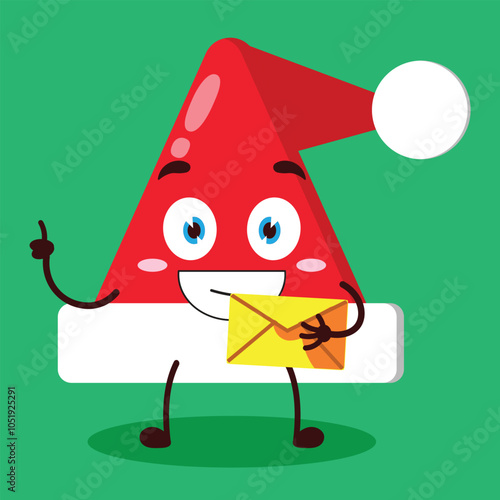 cute happy expression of Santa Clause hat bring envelope letter cartoon character