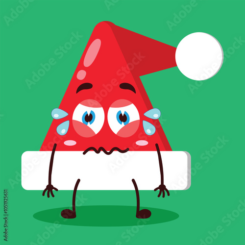 cute upset expression of Santa Clause hat character