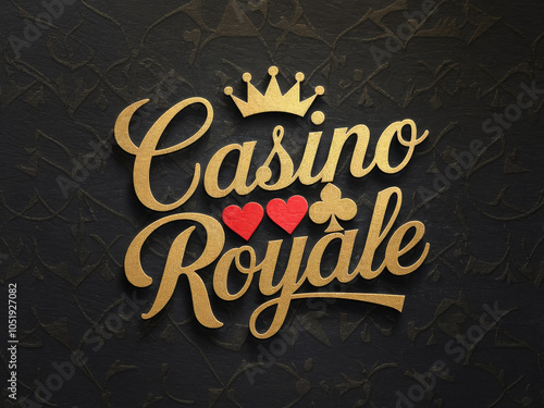 Elegant casino royale logo design with hearts and clubs on dark background