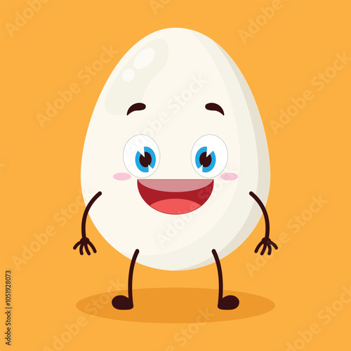 cute happy expression of egg character
