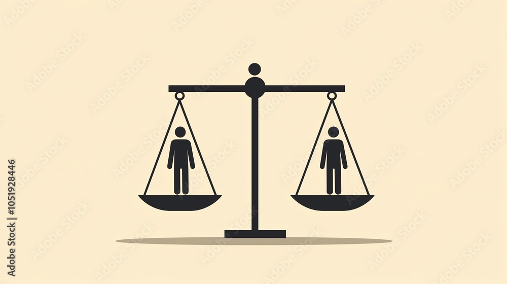 Scale with human figures on either side, symbolizing balance in employee management. Scale with human figures on either side, symbolizing balance in employee management.