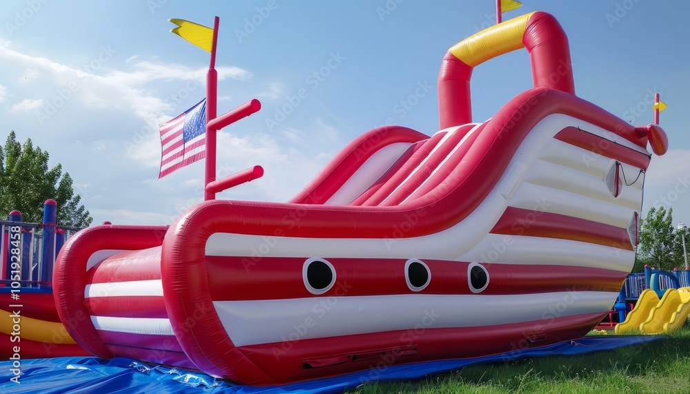 Ultimate Fun: Big Inflatable Boat Slide Takes Playground to the Next Level -- AR 7:4 Ultimate Fun: Big Inflatable Boat Slide Takes Playground to the Next Level -- AR 7:4