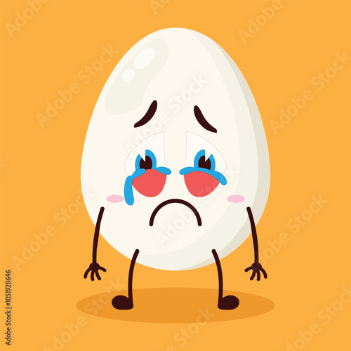 cute cry expression of egg character