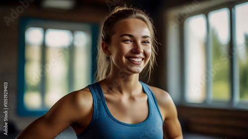 Cheerful girl enjoying fitness training